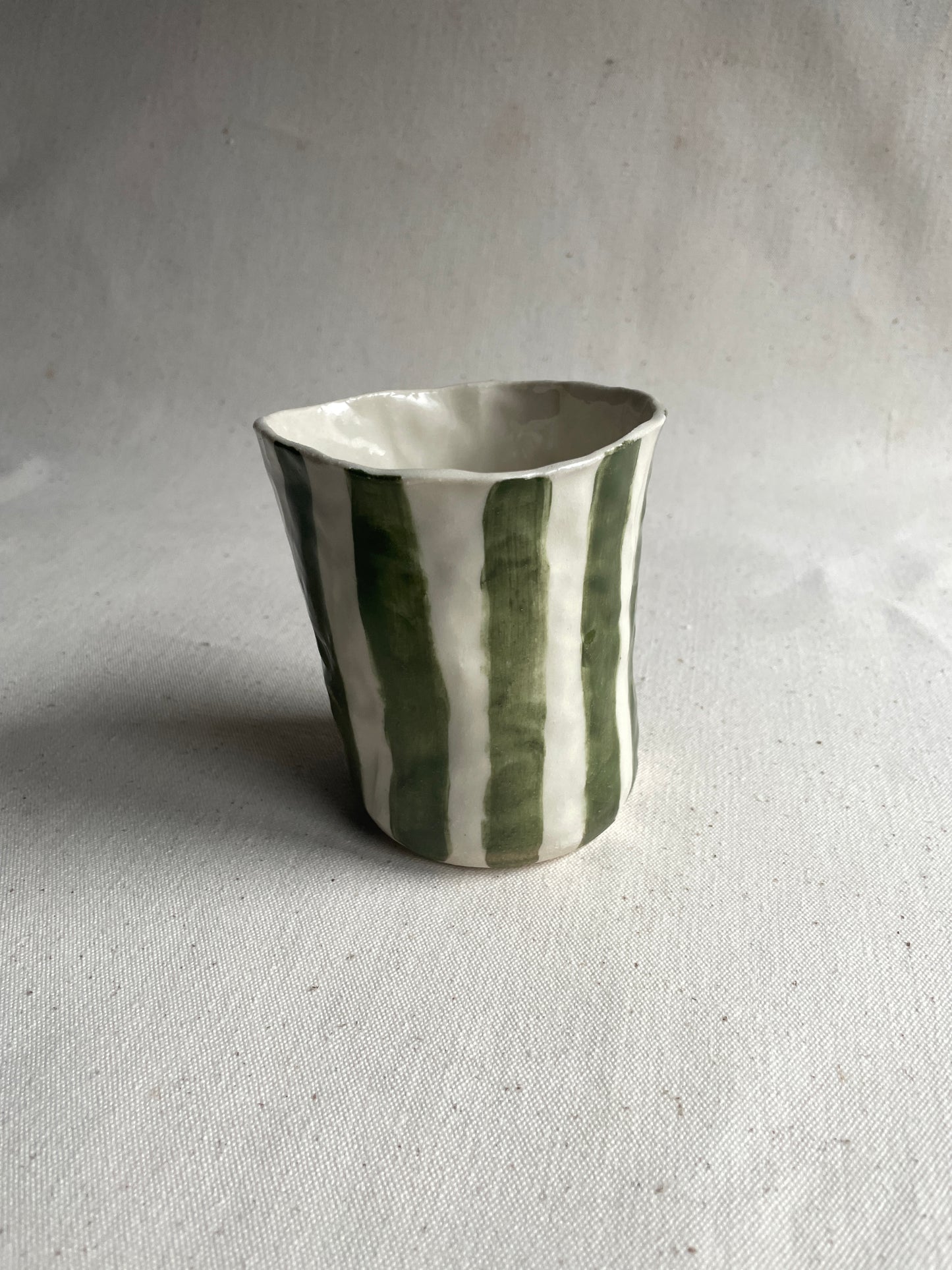 Porcelain Cup - Dark Green Stripe