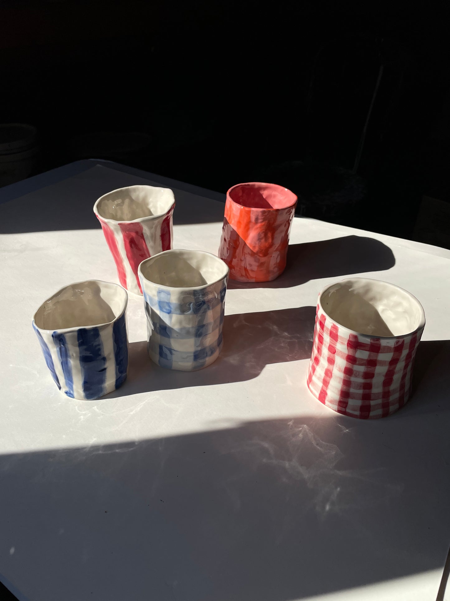 Latte Cup - Blue Stripe