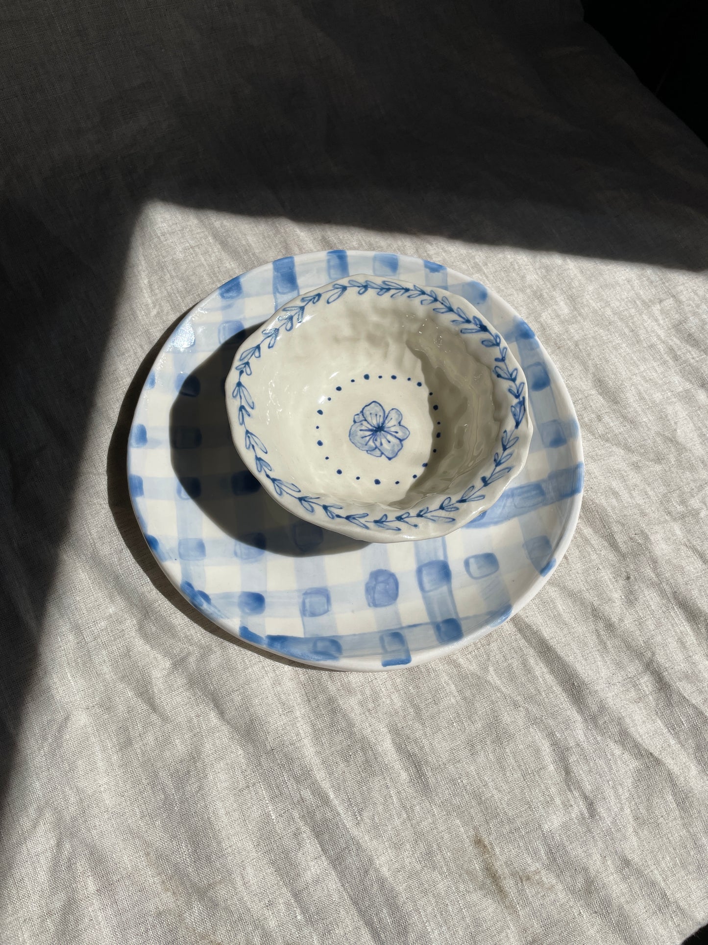 Dinner Plate - Blue Gingham