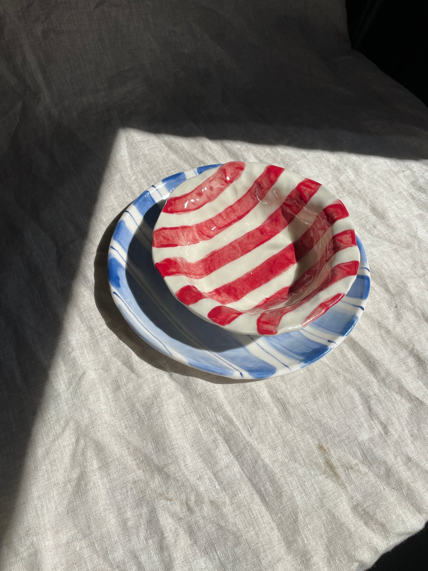 Dinner Plate - Blue Pinstripe