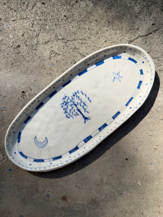 Small Oval Platter - Night Willow